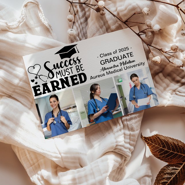 Trendy Nursing School Graduate 3 Photos Announcement (Creator Uploaded)