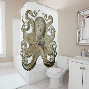 Trendy Octopus Black Shower curtain silver gold