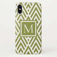 Trendy Olive Green Monogram Arrow Diamond Pattern