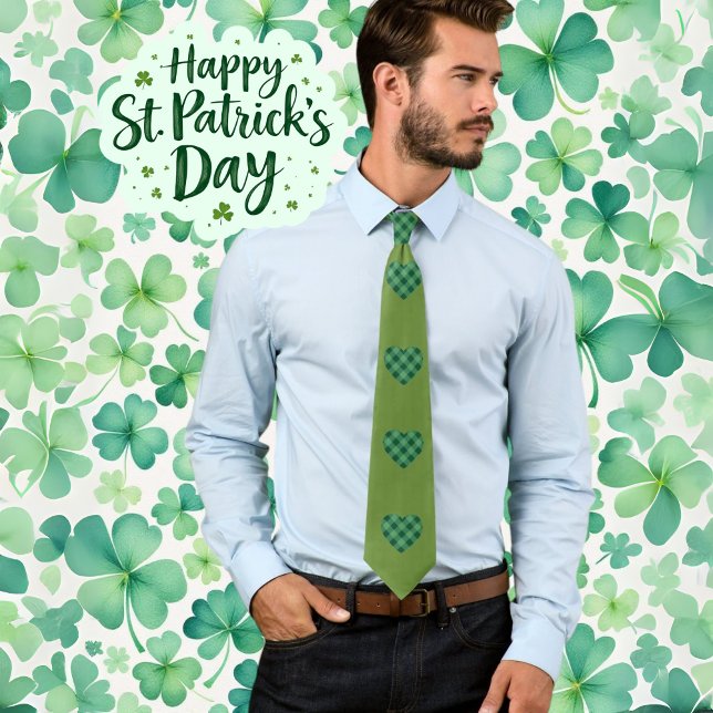 Trendy Olive Green with Heart Pattern Tie (Trendy Olive Green with Heart Pattern Neck Tie)