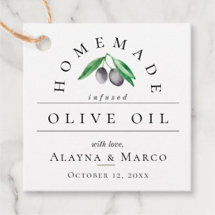 Trendy Olive Oil Wedding Favour Tags