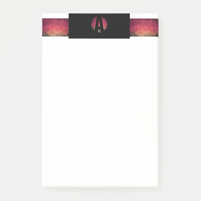 Trendy ombre colourful design monogram post-it notes (Front)