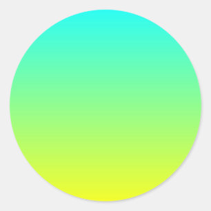 trendy ombre lemon yellow lime green turquoise classic round sticker