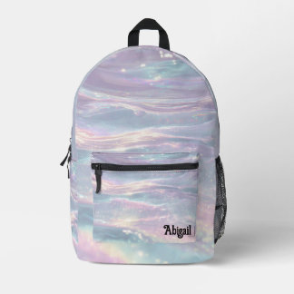 Trendy Opal Iridescent Holographic School Backpack
