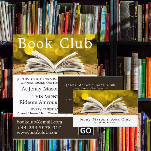 Trendy Open Book, Book Club Business Card