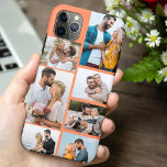 Trendy Orange 7 Photo Collage Case-Mate iPhone Case<br><div class="desc">Customized iPhone case with multi photo collage and trendy orange background. The photo template is set up ready for you to add your pictures, working clockwise from top right. The photo collage uses landscape and portrait formats to give you a variety of options to place your favourite pics in the...</div>