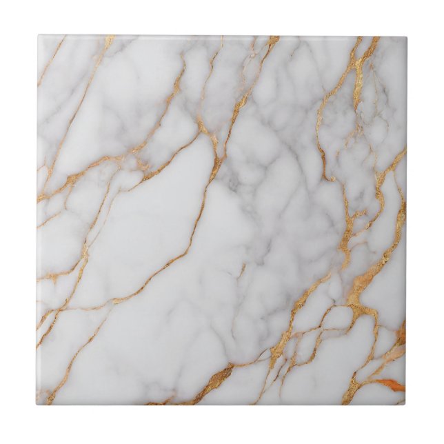 Trendy Orange and White Marble Tile (Front)