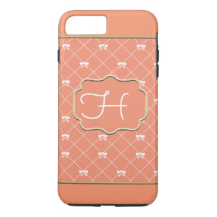 Trendy Orange and White Monoagram Phone Case