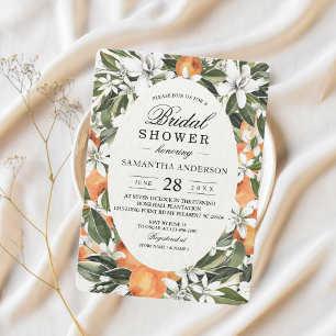 Trendy Orange Flowers & Leaf Beauty Frame Invitation