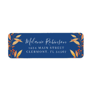Trendy Orange Leaves Autumn Return Address Label