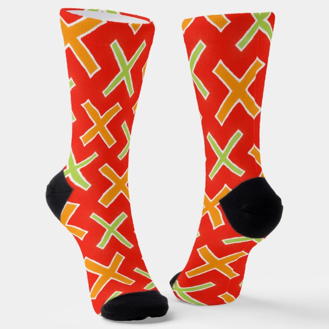  Trendy Orange pattern  Socks (Angled)