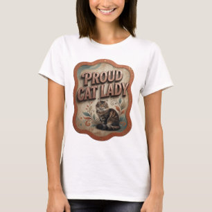 Trendy Orange PROUD CAT LADY Quote Design T-Shirt