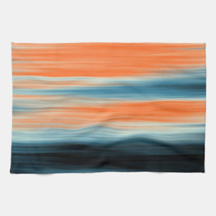 Trendy Orange Red Blue Stripes Kitchen Towel
