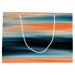 Trendy Orange Red Blue Stripes Large Gift Bag