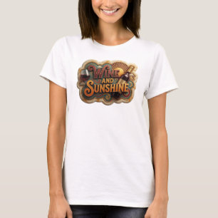 Trendy Orange WINE AND SUNSHINE 3D Text Art T-Shirt