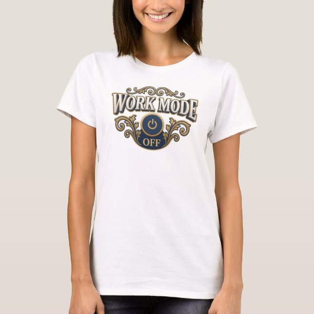Trendy Orange WORK MODE OFF Graphic Design T-Shirt (Front)