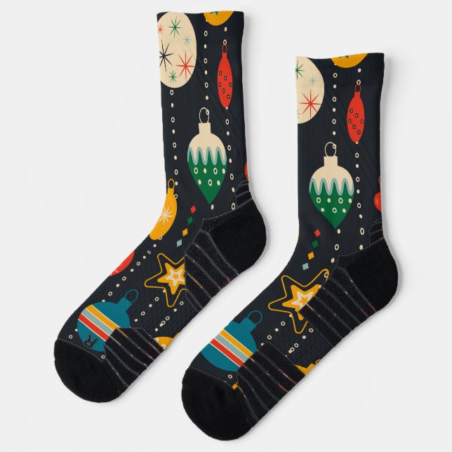 Trendy ornaments Navy blue practical background Socks (Left)