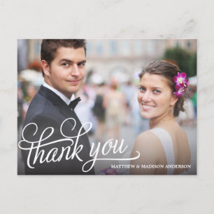 TRENDY OVERLAY WEDDING THANK YOU POST CARD