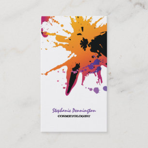 Trendy paint splatter cosmetolgist business card