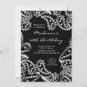 Trendy Paisley Sweet Sixteen Birthday Invitation