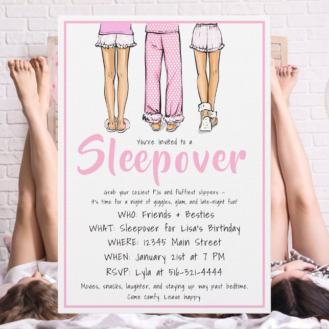 Trendy Pajama Sleepover / Girls PJ Party Invitation (Creator Uploaded)
