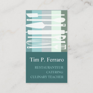 Trendy Pale Teal Blue  Culinary Bakery  Cook Chef Business Card