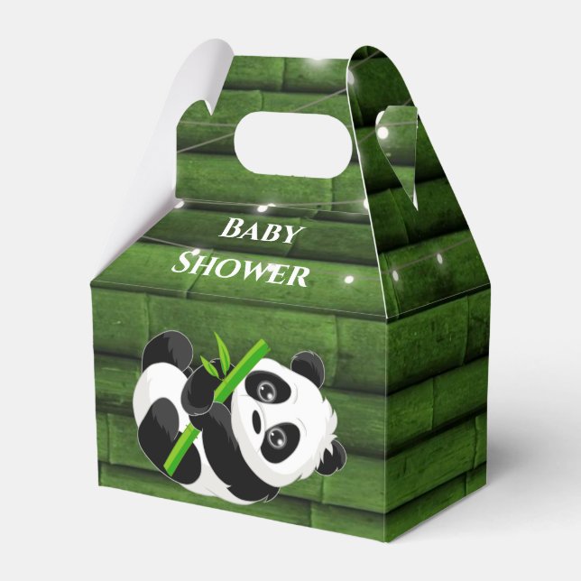 Trendy Panda Bear Bamboo Baby Shower  Favor Box (Front Side)