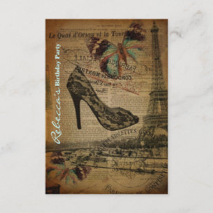 trendy parisian girly stiletto birthday card