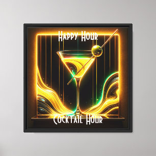 Trendy Party Time Neon Personalized Canvas Print