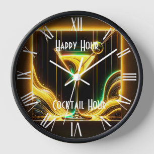 Trendy Party Time Neon Personalized Clock