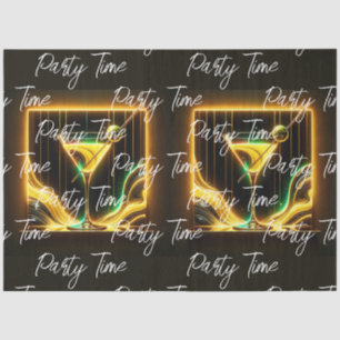 Trendy Party Time Neon Personalized Tissue Paper