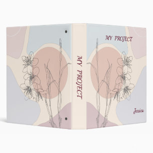 Trendy Pastel Abstract Shape Flower Monogram Binder
