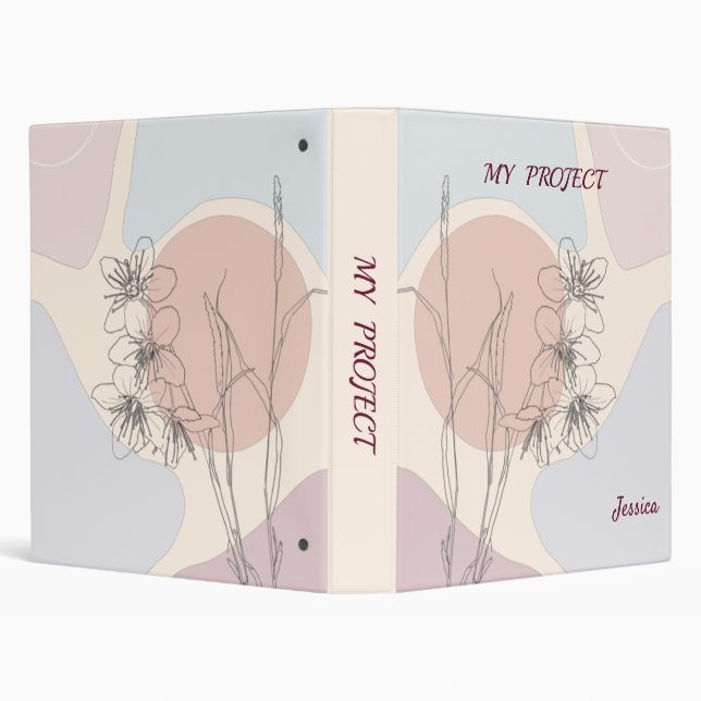 Trendy Pastel Abstract Shape Flower Monogram Binder (Background)