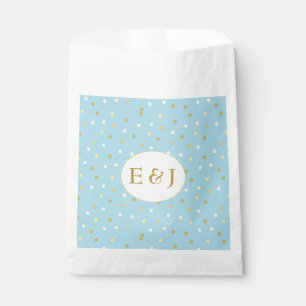 Trendy Pastel Blue Gold Confetti Dots Personalized Favour Bag