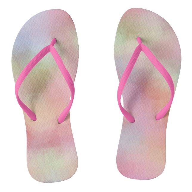Trendy Pastel Colours Pink Red Yellow Blue Green Flip Flops (Footbed)