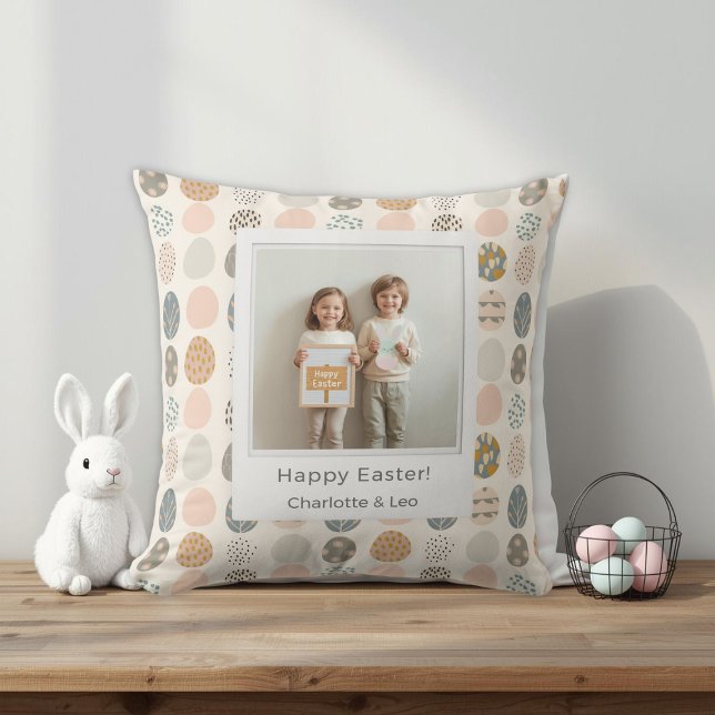 Trendy Pastel Easter Photo Throw Pillow | Personal (Creator Uploaded)
