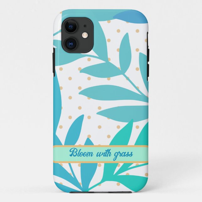 Trendy pastel leaves iPhone Case (Back)
