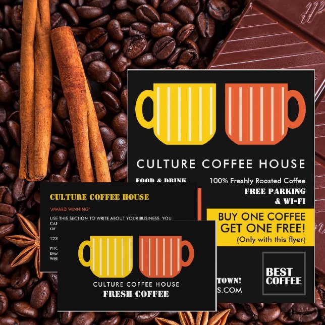 Trendy Pastel Mug Icons Barista, Café, Coffeehouse Flyer (Creator Uploaded)