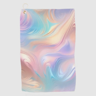 Trendy pastel Pink Blue yellow abstract waves Golf Towel