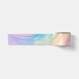 Trendy pastel Pink Blue yellow abstract waves Satin Ribbon