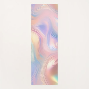 Trendy pastel Pink Blue yellow abstract waves Yoga Mat