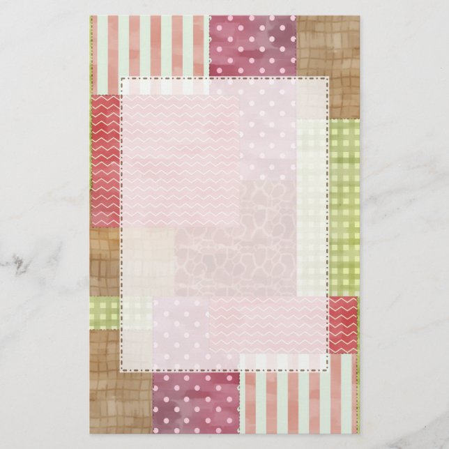 Trendy Patchwork Quilt Stationery (Front)