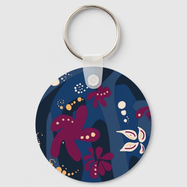 Trendy Pattern accessories, abstract blue pink Keychain (Front)