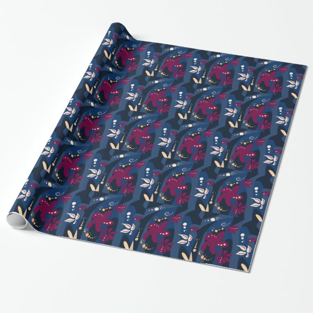 Trendy Pattern accessories, abstract blue pink Wrapping Paper (Unrolled)