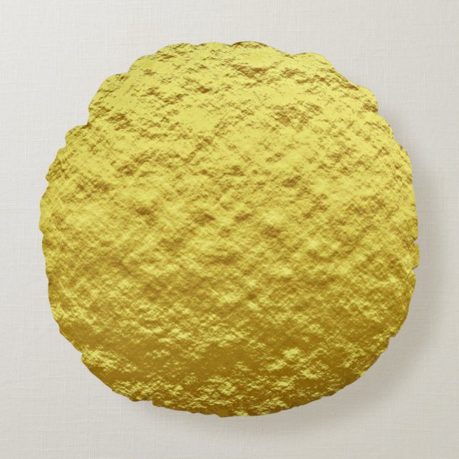 Trendy pattern of faux rough texture gold foil round pillow (Front)