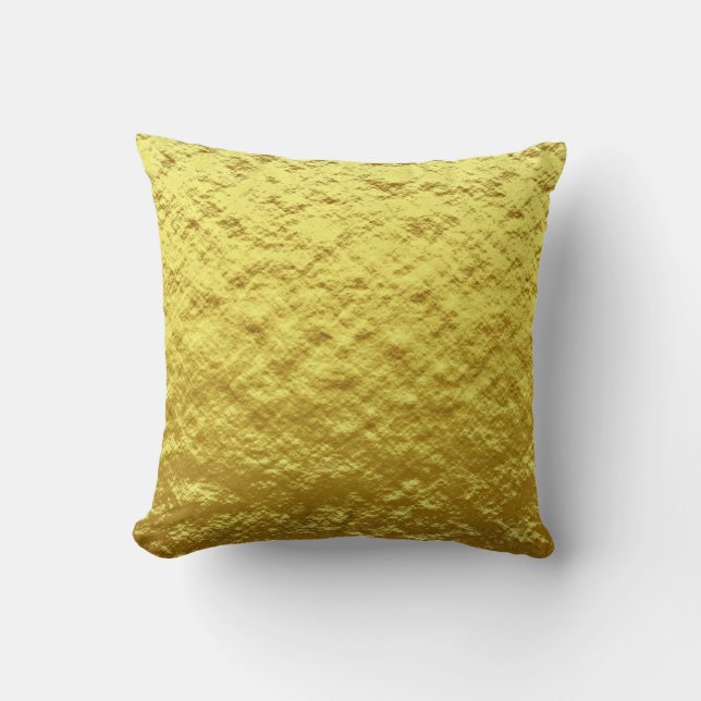 Trendy pattern of faux rough texture gold foil throw pillow (Front)
