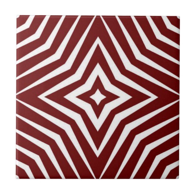Trendy pattern with stars white and brick red M6 Tile (Front)
