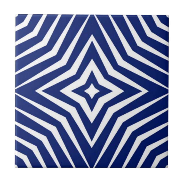 Trendy pattern with stars white and navy blue M1  Tile (Front)