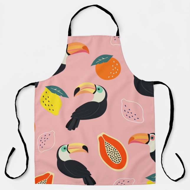 Trendy pattern with toucan and abstract tropical f apron (Front)