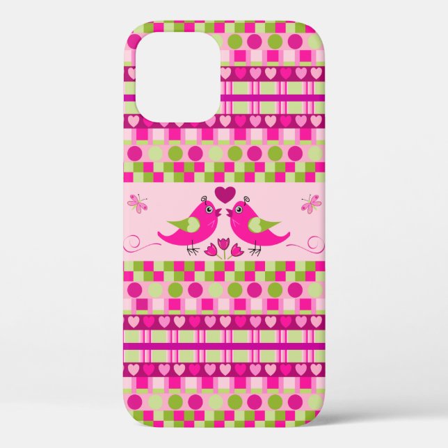 Trendy Patterns and Love Birds Case-Mate iPhone Case (Back)